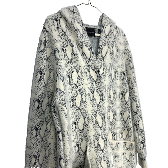 Buckle Black Snakeskin Print Open Front Long Cardigan Size Small - Picture 2 of 6